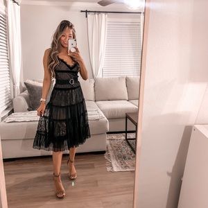 BCBG Black Lace & Velvet Dress